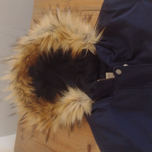 J Crew Factory Navy Faux Fur Trim Winter Parka Size M Like New - Picture 7 of 15